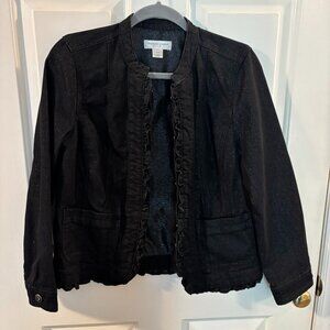 Christopher & Banks Black Denim Sparkle Jacket ~ Petite Medium ~ NWT